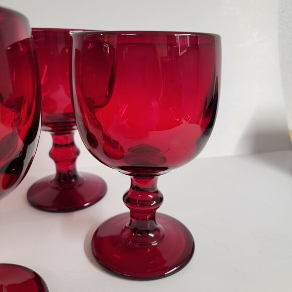 Vintage Hoffman House Ruby Red 6" Wine Water Goblets Imperial Glass 1966 Set 4 - Picture 3 of 8